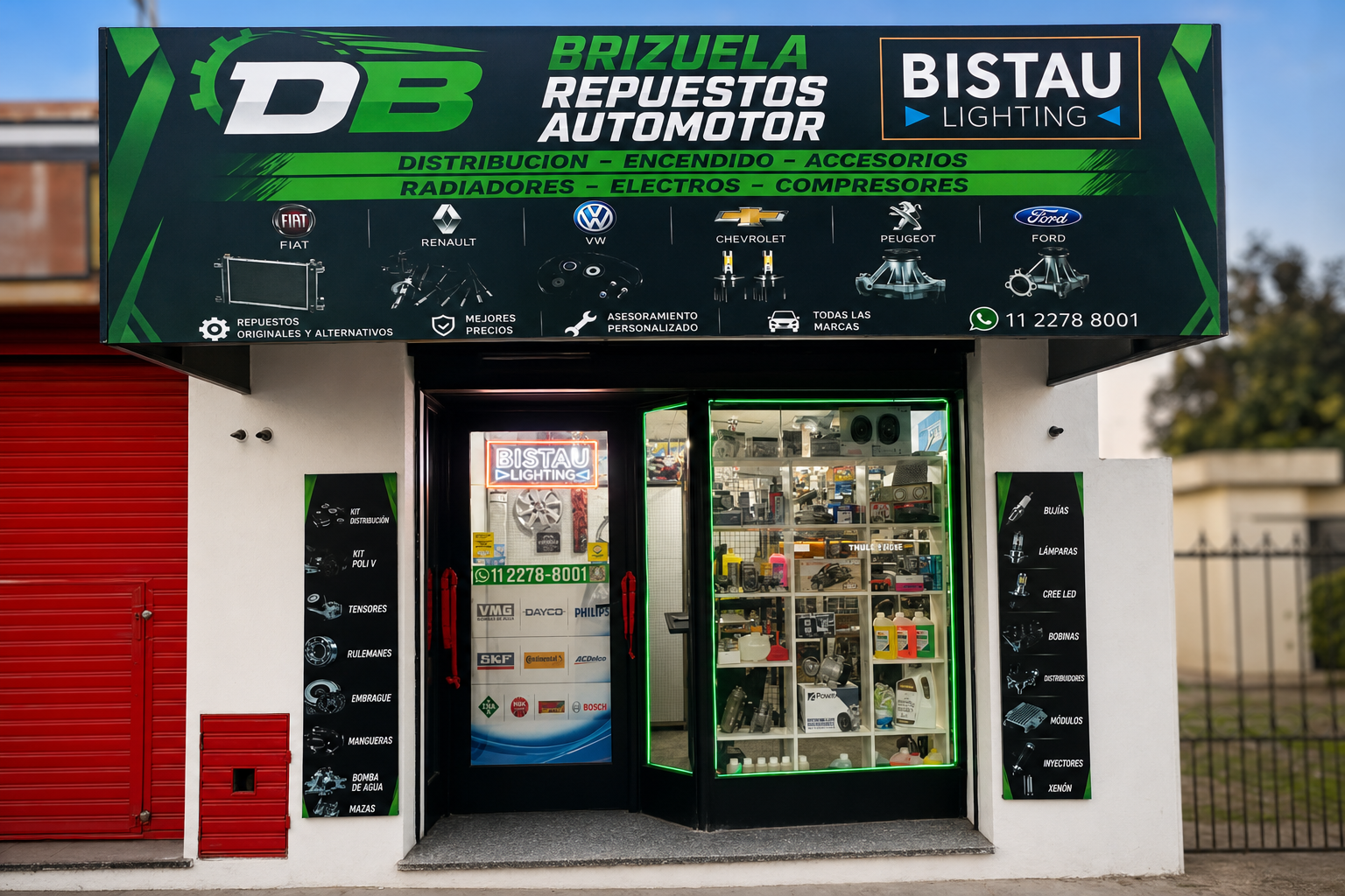 Frente del local de Repuestos Automotor Brizuela DB en Merlo Norte